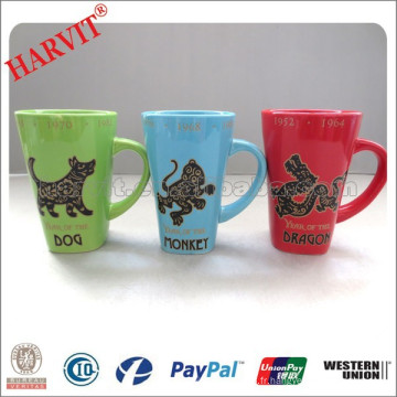 2015 New Twelve Chinese Zodiac Signs Tasses / Moutons Pattern Water Mug / Horse Zodiac Tasses